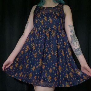 Navy blue sheer dress